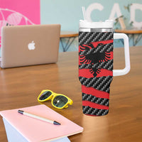 Albania Beast Tumbler With Handle Ripped Flag Graphic - Wonder Print Shop