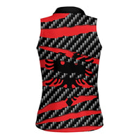 Albania Beast Women Sleeveless Polo Shirt Ripped Flag Graphic - Wonder Print Shop