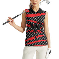 Albania Beast Women Sleeveless Polo Shirt Ripped Flag Graphic - Wonder Print Shop