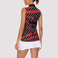 Albania Beast Women Sleeveless Polo Shirt Ripped Flag Graphic - Wonder Print Shop