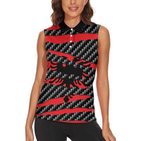 Albania Beast Women Sleeveless Polo Shirt Ripped Flag Graphic - Wonder Print Shop