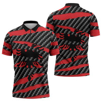 Albania Beast Zipper Polo Shirt Ripped Flag Graphic - Wonder Print Shop