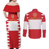 Personalized Polish-Lithuanian Commonwealth Couples Matching Off Shoulder Maxi Dress and Long Sleeve Button Shirt Royal Coat Of Arms Style