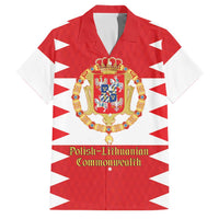 Personalized Polish-Lithuanian Commonwealth Family Matching Off The Shoulder Long Sleeve Dress and Hawaiian Shirt Royal Coat Of Arms Style