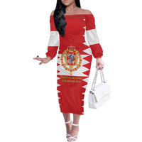 Personalized Polish-Lithuanian Commonwealth Family Matching Off The Shoulder Long Sleeve Dress and Hawaiian Shirt Royal Coat Of Arms Style