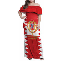 Personalized Polish-Lithuanian Commonwealth Family Matching Off Shoulder Maxi Dress and Hawaiian Shirt Royal Coat Of Arms Style