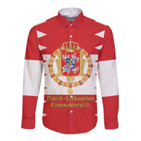 Personalized Polish-Lithuanian Commonwealth Long Sleeve Button Shirt Royal Coat Of Arms Style