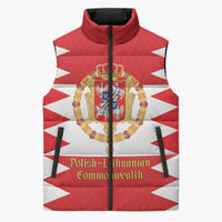 Personalized Polish-Lithuanian Commonwealth Sleeveless Puffer Jacket Royal Coat Of Arms Style