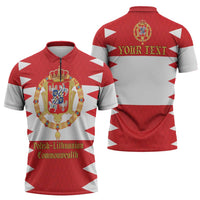 Personalized Polish-Lithuanian Commonwealth Zipper Polo Shirt Royal Coat Of Arms Style