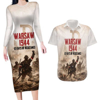 Polish Kotwica Warsaw Uprising 1944 Couples Matching Long Sleeve Bodycon Dress and Hawaiian Shirt 63 Days of Resistance WWII
