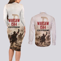 Polish Kotwica Warsaw Uprising 1944 Couples Matching Long Sleeve Bodycon Dress and Long Sleeve Button Shirt 63 Days of Resistance WWII