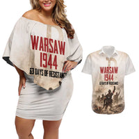 Polish Kotwica Warsaw Uprising 1944 Couples Matching Off Shoulder Short Dress and Hawaiian Shirt 63 Days of Resistance WWII