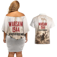Polish Kotwica Warsaw Uprising 1944 Couples Matching Off Shoulder Short Dress and Hawaiian Shirt 63 Days of Resistance WWII