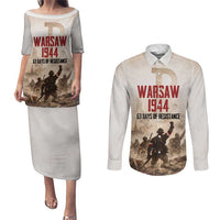 Polish Kotwica Warsaw Uprising 1944 Couples Matching Puletasi and Long Sleeve Button Shirt 63 Days of Resistance WWII