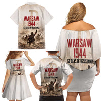 Polish Kotwica Warsaw Uprising 1944 Family Matching Off Shoulder Short Dress and Hawaiian Shirt 63 Days of Resistance WWII