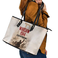 Polish Kotwica Warsaw Uprising 1944 Leather Tote Bag 63 Days of Resistance WWII