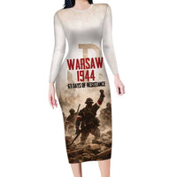 Polish Kotwica Warsaw Uprising 1944 Long Sleeve Bodycon Dress 63 Days of Resistance WWII