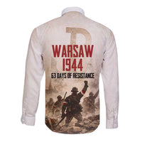 Polish Kotwica Warsaw Uprising 1944 Long Sleeve Button Shirt 63 Days of Resistance WWII