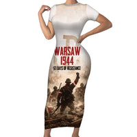 Polish Kotwica Warsaw Uprising 1944 Short Sleeve Bodycon Dress 63 Days of Resistance WWII