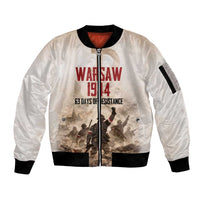 Polish Kotwica Warsaw Uprising 1944 Sleeve Zip Bomber Jacket 63 Days of Resistance WWII