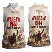 Polish Kotwica Warsaw Uprising 1944 Women Sleeveless Polo Shirt 63 Days of Resistance WWII