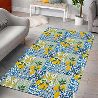 Sicily Italy Lemon Maiolica Area Rug Sicilian Citrus Tile Mediterranean Art