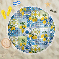 Sicily Italy Lemon Maiolica Beach Blanket Sicilian Citrus Tile Mediterranean Art
