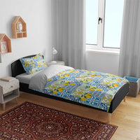 Sicily Italy Lemon Maiolica Bedding Set Sicilian Citrus Tile Mediterranean Art