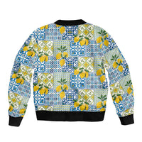 Sicily Italy Lemon Maiolica Bomber Jacket Sicilian Citrus Tile Mediterranean Art