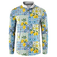 Sicily Italy Lemon Maiolica Button Sweatshirt Sicilian Citrus Tile Mediterranean Art