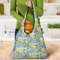 Sicily Italy Lemon Maiolica Grocery Bag Sicilian Citrus Tile Mediterranean Art