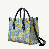 Sicily Italy Lemon Maiolica Leather Bag Sicilian Citrus Tile Mediterranean Art