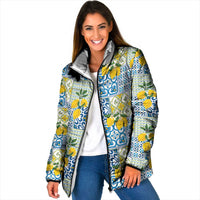 Sicily Italy Lemon Maiolica Padded Jacket Sicilian Citrus Tile Mediterranean Art