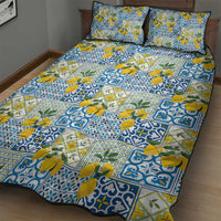 Sicily Italy Lemon Maiolica Quilt Bed Set Sicilian Citrus Tile Mediterranean Art