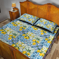 Sicily Italy Lemon Maiolica Quilt Bed Set Sicilian Citrus Tile Mediterranean Art