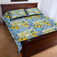 Sicily Italy Lemon Maiolica Quilt Bed Set Sicilian Citrus Tile Mediterranean Art