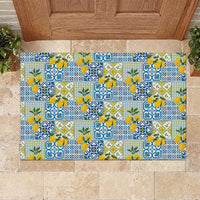 Sicily Italy Lemon Maiolica Rubber Doormat Sicilian Citrus Tile Mediterranean Art