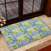Sicily Italy Lemon Maiolica Rubber Doormat Sicilian Citrus Tile Mediterranean Art
