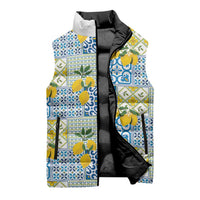Sicily Italy Lemon Maiolica Sleeveless Puffer Jacket Sicilian Citrus Tile Mediterranean Art
