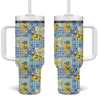 Sicily Italy Lemon Maiolica Tumbler With Handle Sicilian Citrus Tile Mediterranean Art