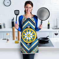 Sicily Italy Carretto Siciliano Apron Azure Sicilian Cart Wheel Pattern