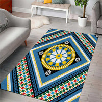 Sicily Italy Carretto Siciliano Area Rug Azure Sicilian Cart Wheel Pattern