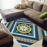 Sicily Italy Carretto Siciliano Area Rug Azure Sicilian Cart Wheel Pattern