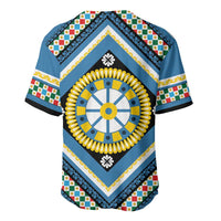 Sicily Italy Carretto Siciliano Baseball Jersey Azure Sicilian Cart Wheel Pattern