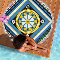 Sicily Italy Carretto Siciliano Beach Blanket Azure Sicilian Cart Wheel Pattern