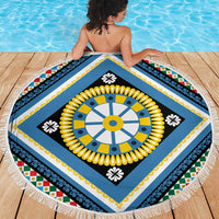 Sicily Italy Carretto Siciliano Beach Blanket Azure Sicilian Cart Wheel Pattern