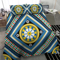 Sicily Italy Carretto Siciliano Bedding Set Azure Sicilian Cart Wheel Pattern