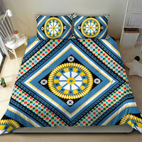 Sicily Italy Carretto Siciliano Bedding Set Azure Sicilian Cart Wheel Pattern