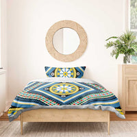 Sicily Italy Carretto Siciliano Bedding Set Azure Sicilian Cart Wheel Pattern
