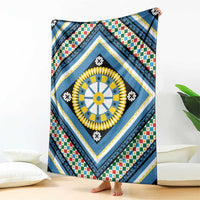 Sicily Italy Carretto Siciliano Blanket Azure Sicilian Cart Wheel Pattern
